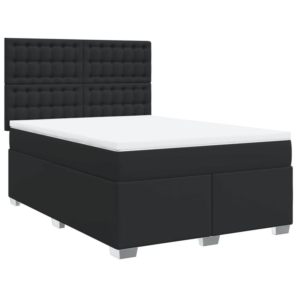 Boxspring met matras kunstleer zwart 140x200 cm is nu te koop bij PeponiXL, paradijselijk wonen!