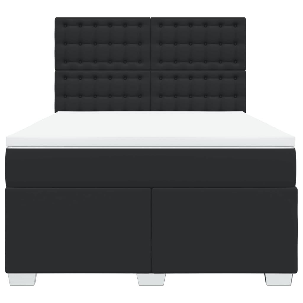 Boxspring met matras kunstleer zwart 140x200 cm is nu te koop bij PeponiXL, paradijselijk wonen!