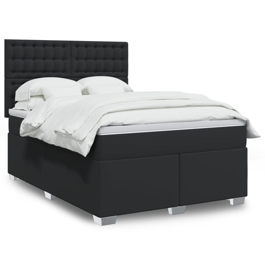 Boxspring met matras kunstleer zwart 140x200 cm is nu te koop bij PeponiXL, paradijselijk wonen!