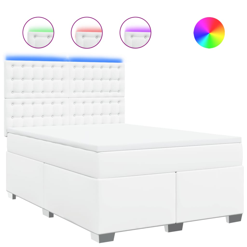 Boxspring met matras kunstleer wit 160x200 cm is nu te koop bij PeponiXL, paradijselijk wonen!
