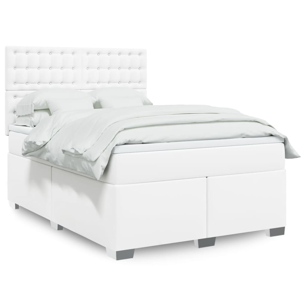 Boxspring met matras kunstleer wit 160x200 cm is nu te koop bij PeponiXL, paradijselijk wonen!