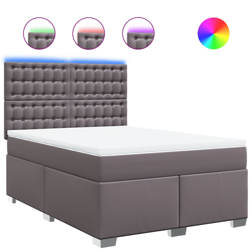Boxspring met matras kunstleer grijs 160x200 cm is nu te koop bij PeponiXL, paradijselijk wonen!