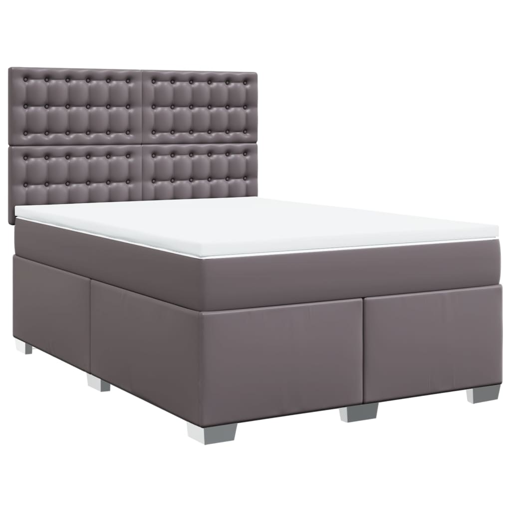 Boxspring met matras kunstleer grijs 160x200 cm is nu te koop bij PeponiXL, paradijselijk wonen!