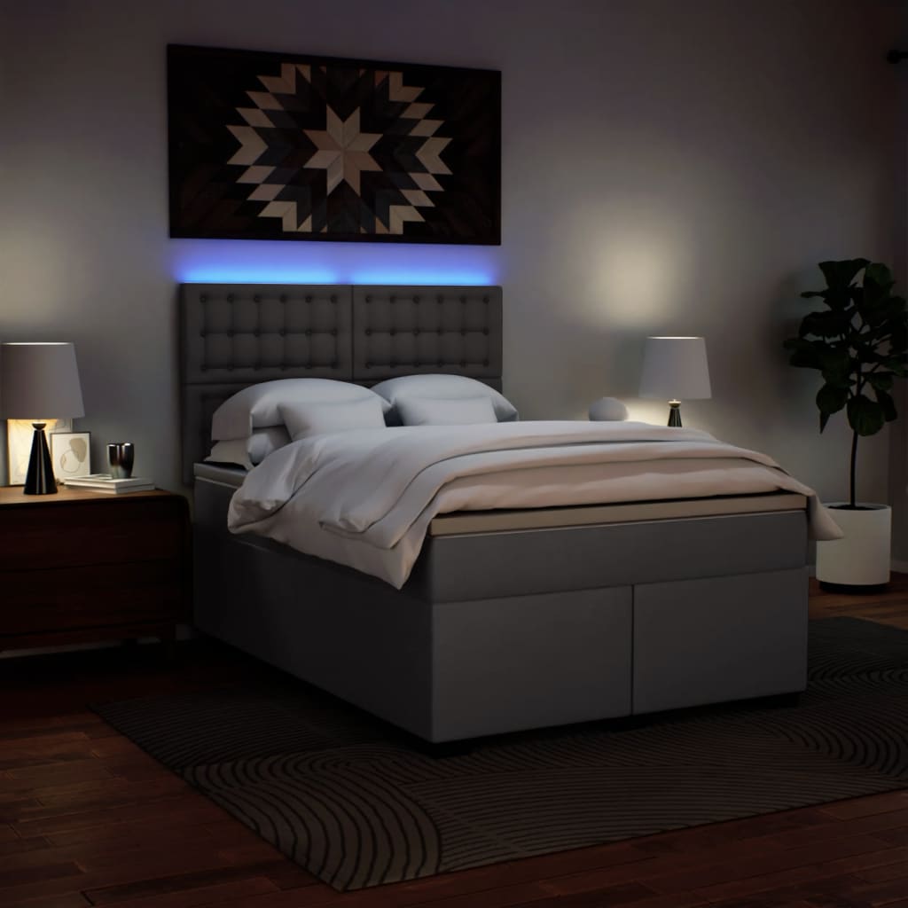 Boxspring met matras kunstleer grijs 160x200 cm is nu te koop bij PeponiXL, paradijselijk wonen!