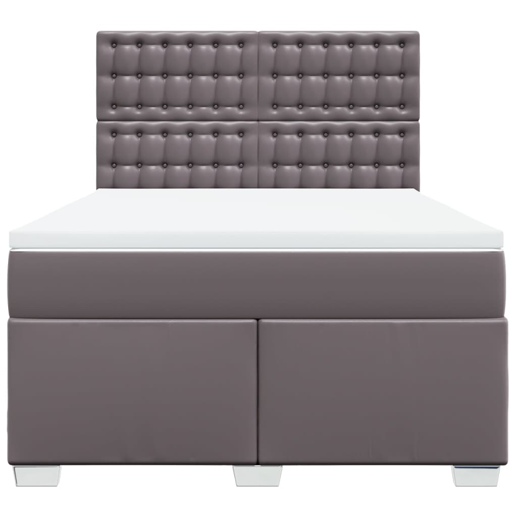 Boxspring met matras kunstleer grijs 160x200 cm is nu te koop bij PeponiXL, paradijselijk wonen!