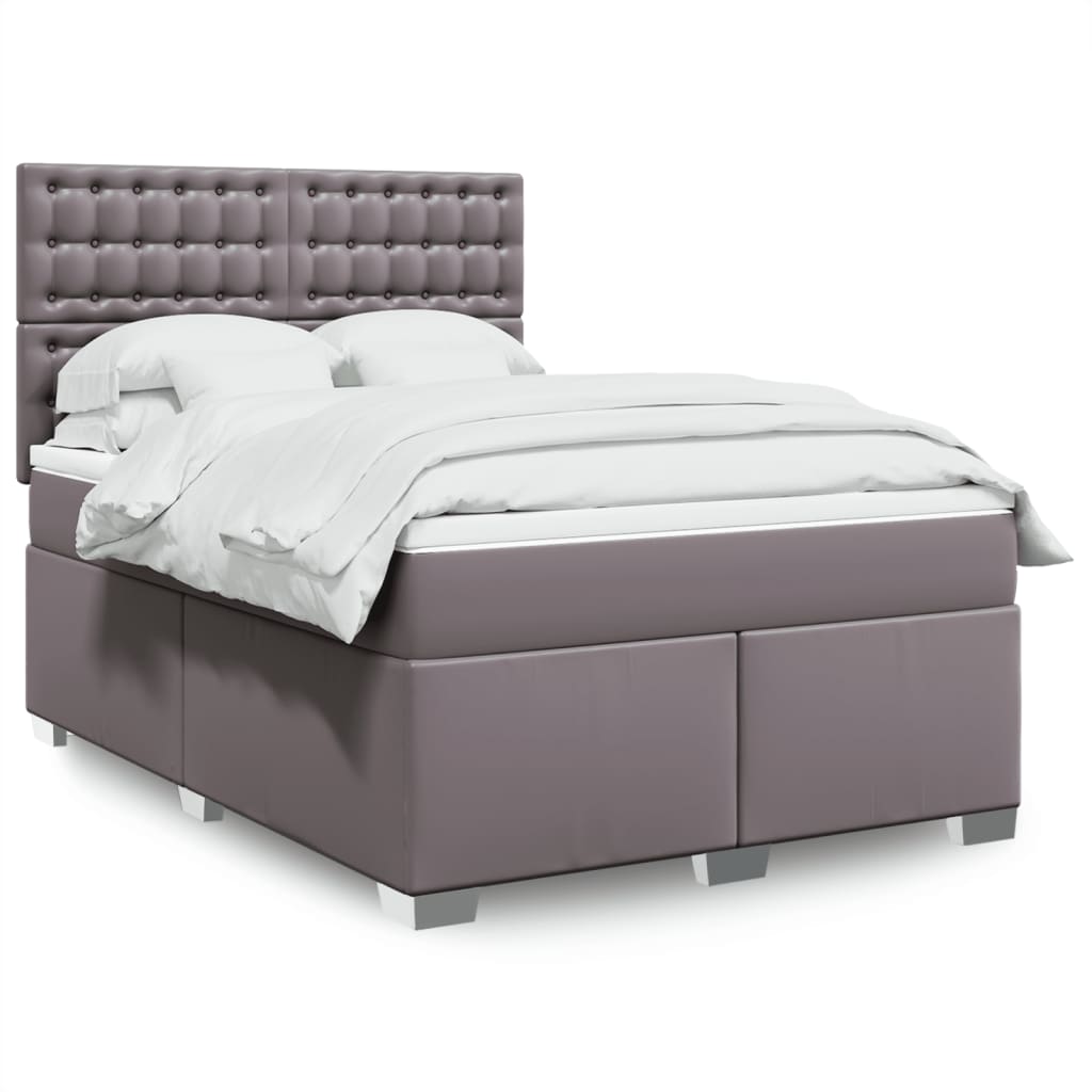 Boxspring met matras kunstleer grijs 160x200 cm is nu te koop bij PeponiXL, paradijselijk wonen!