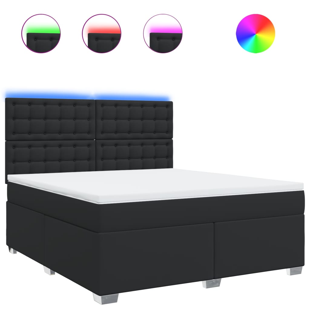 Boxspring met matras kunstleer zwart 180x200 cm is nu te koop bij PeponiXL, paradijselijk wonen!