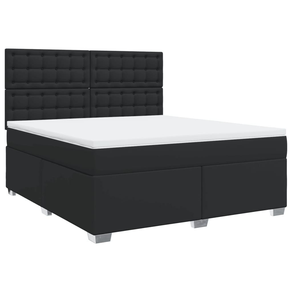 Boxspring met matras kunstleer zwart 180x200 cm is nu te koop bij PeponiXL, paradijselijk wonen!
