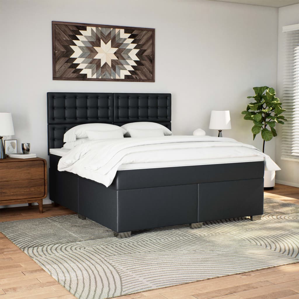 Boxspring met matras kunstleer zwart 180x200 cm is nu te koop bij PeponiXL, paradijselijk wonen!