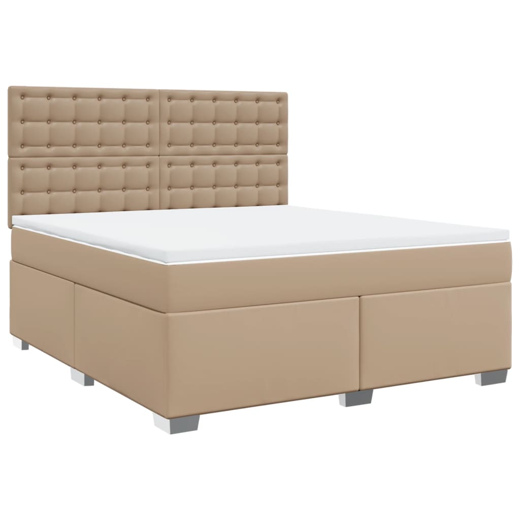 Boxspring met matras kunstleer cappuccinokleurig 180x200 cm is nu te koop bij PeponiXL, paradijselijk wonen!