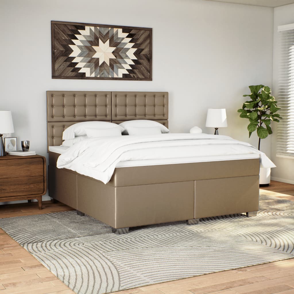 Boxspring met matras kunstleer cappuccinokleurig 180x200 cm is nu te koop bij PeponiXL, paradijselijk wonen!