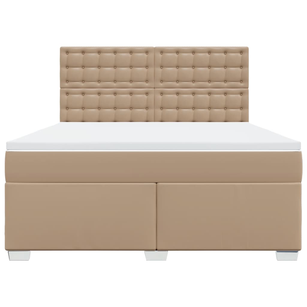 Boxspring met matras kunstleer cappuccinokleurig 180x200 cm is nu te koop bij PeponiXL, paradijselijk wonen!
