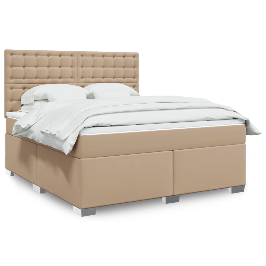 Boxspring met matras kunstleer cappuccinokleurig 180x200 cm is nu te koop bij PeponiXL, paradijselijk wonen!