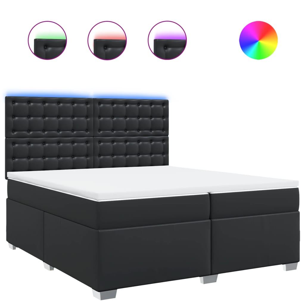 Boxspring met matras kunstleer zwart 200x200 cm is nu te koop bij PeponiXL, paradijselijk wonen!