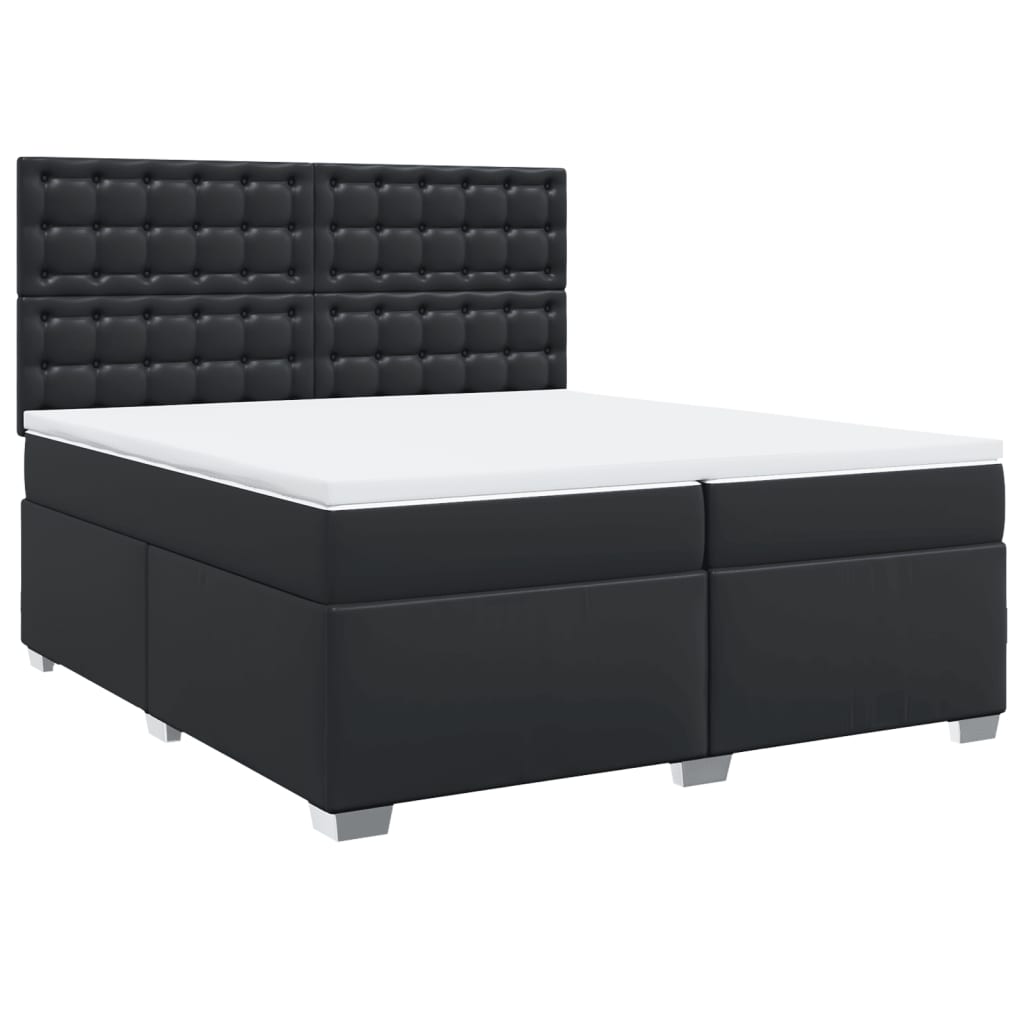 Boxspring met matras kunstleer zwart 200x200 cm is nu te koop bij PeponiXL, paradijselijk wonen!
