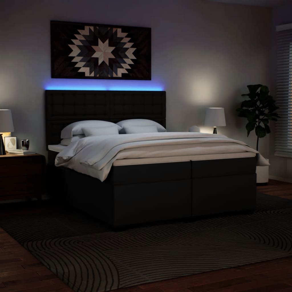 Boxspring met matras kunstleer zwart 200x200 cm is nu te koop bij PeponiXL, paradijselijk wonen!