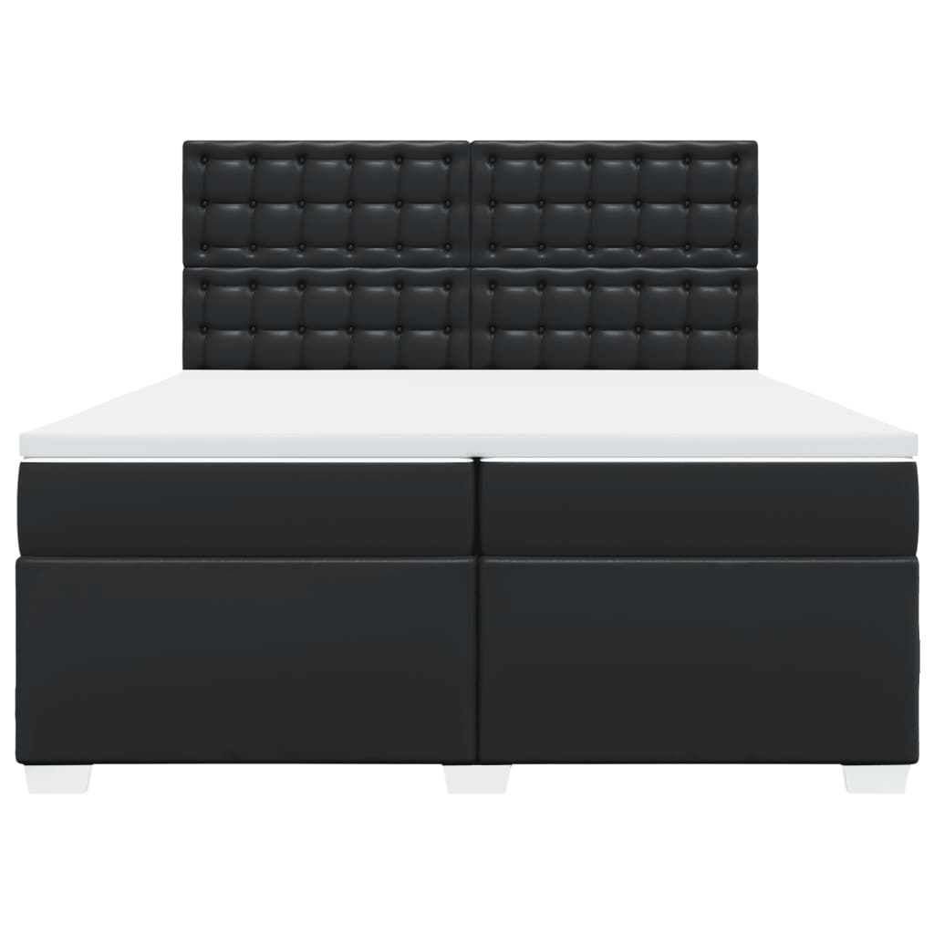 Boxspring met matras kunstleer zwart 200x200 cm is nu te koop bij PeponiXL, paradijselijk wonen!