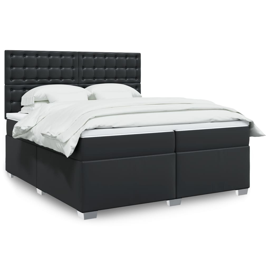 Boxspring met matras kunstleer zwart 200x200 cm is nu te koop bij PeponiXL, paradijselijk wonen!