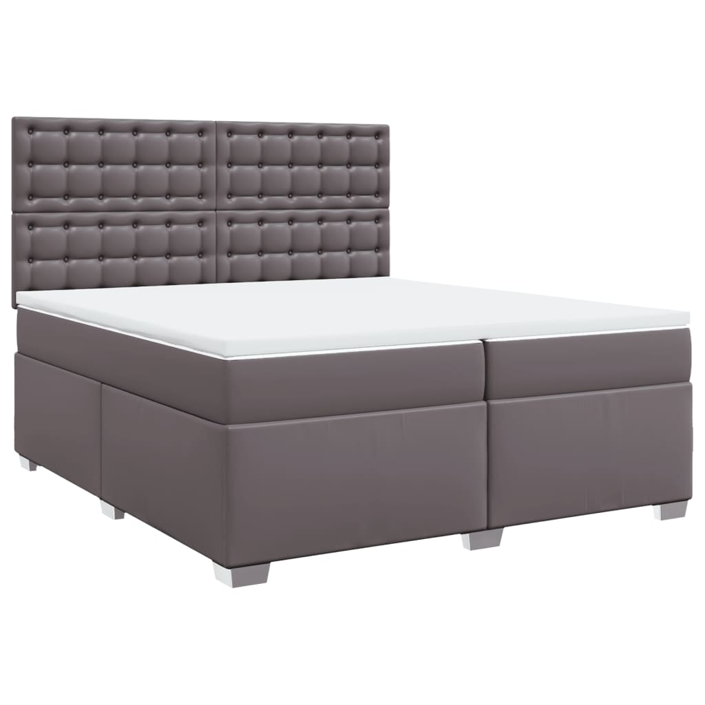 Boxspring met matras kunstleer grijs 200x200 cm is nu te koop bij PeponiXL, paradijselijk wonen!