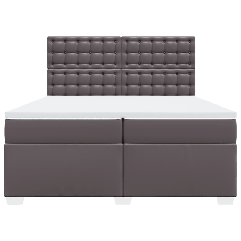 Boxspring met matras kunstleer grijs 200x200 cm is nu te koop bij PeponiXL, paradijselijk wonen!