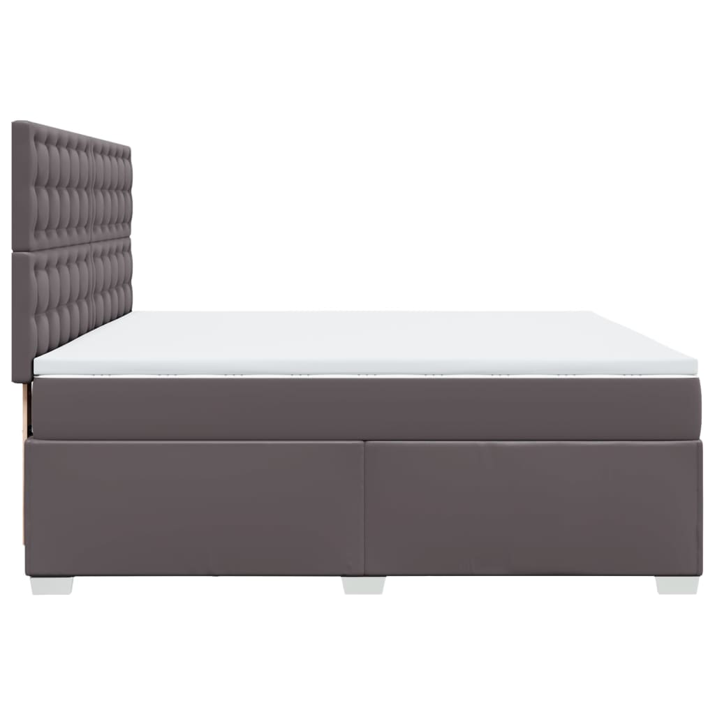 Boxspring met matras kunstleer grijs 200x200 cm is nu te koop bij PeponiXL, paradijselijk wonen!
