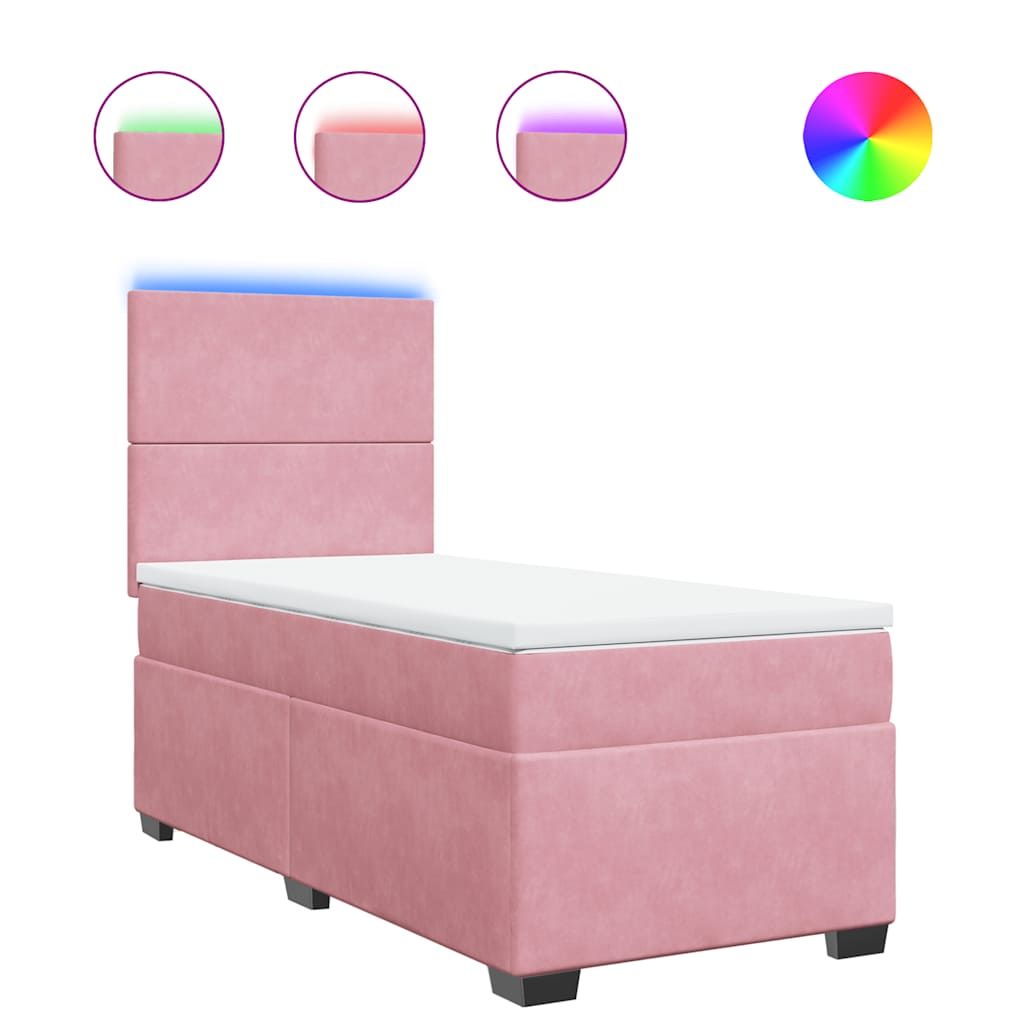 Boxspring met matras fluweel roze 80x200 cm is nu te koop bij PeponiXL, paradijselijk wonen!