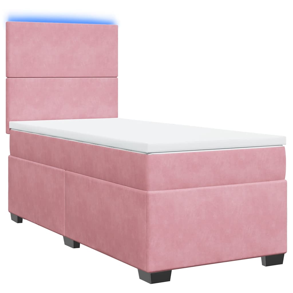 Boxspring met matras fluweel roze 80x200 cm is nu te koop bij PeponiXL, paradijselijk wonen!