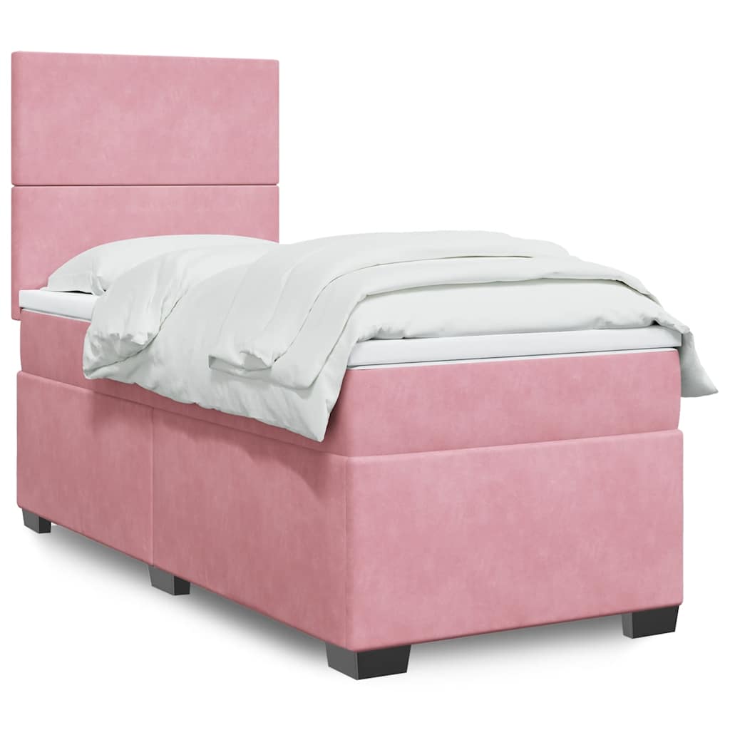 Boxspring met matras fluweel roze 80x200 cm is nu te koop bij PeponiXL, paradijselijk wonen!