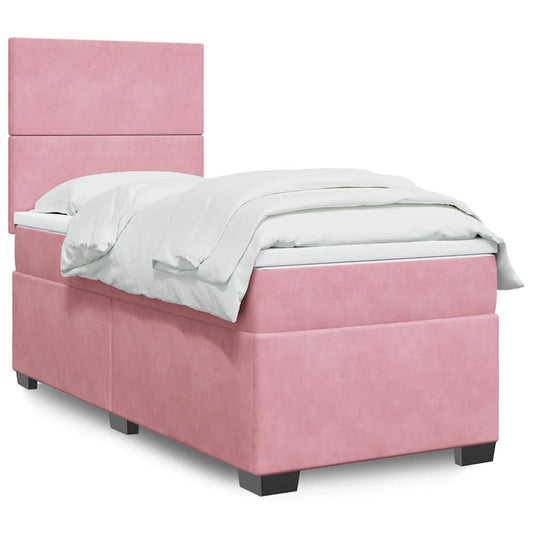 Boxspring met matras fluweel roze 80x200 cm is nu te koop bij PeponiXL, paradijselijk wonen!