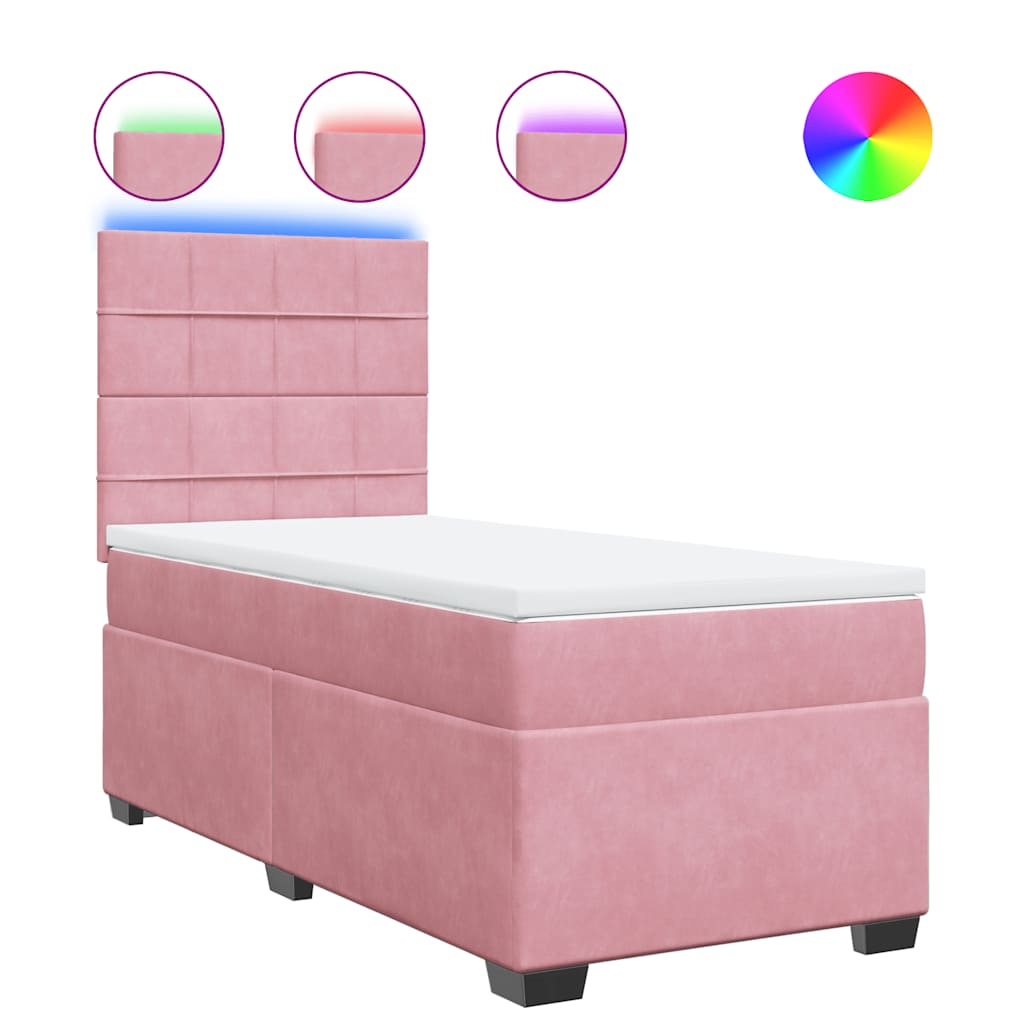 Boxspring met matras fluweel roze 80x200 cm is nu te koop bij PeponiXL, paradijselijk wonen!