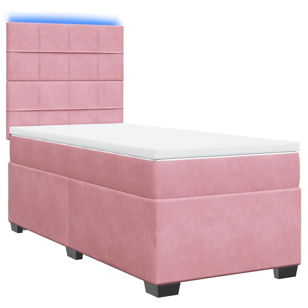 Boxspring met matras fluweel roze 80x200 cm is nu te koop bij PeponiXL, paradijselijk wonen!