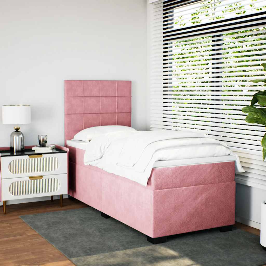 Boxspring met matras fluweel roze 80x200 cm is nu te koop bij PeponiXL, paradijselijk wonen!