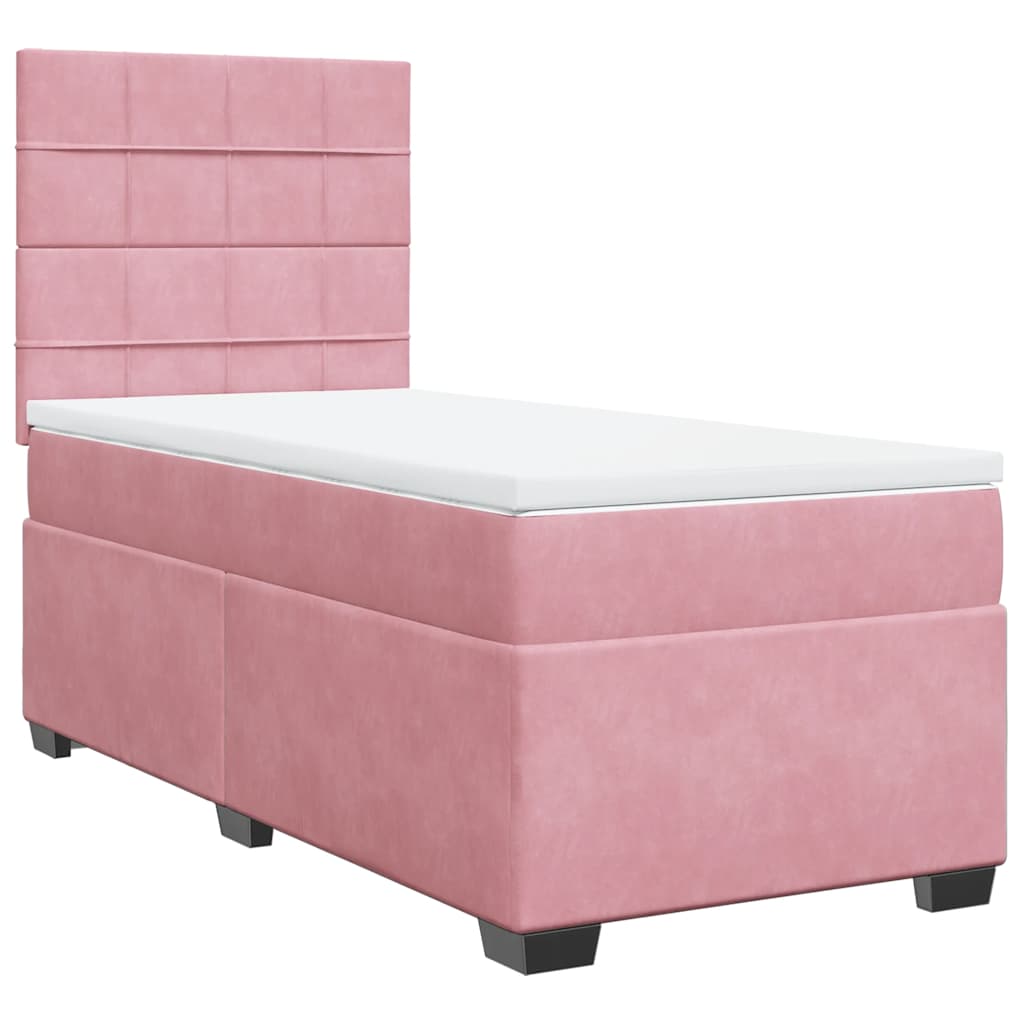 Boxspring met matras fluweel roze 80x200 cm is nu te koop bij PeponiXL, paradijselijk wonen!