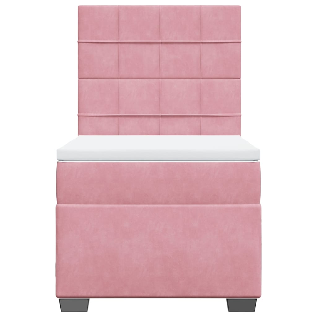Boxspring met matras fluweel roze 80x200 cm is nu te koop bij PeponiXL, paradijselijk wonen!