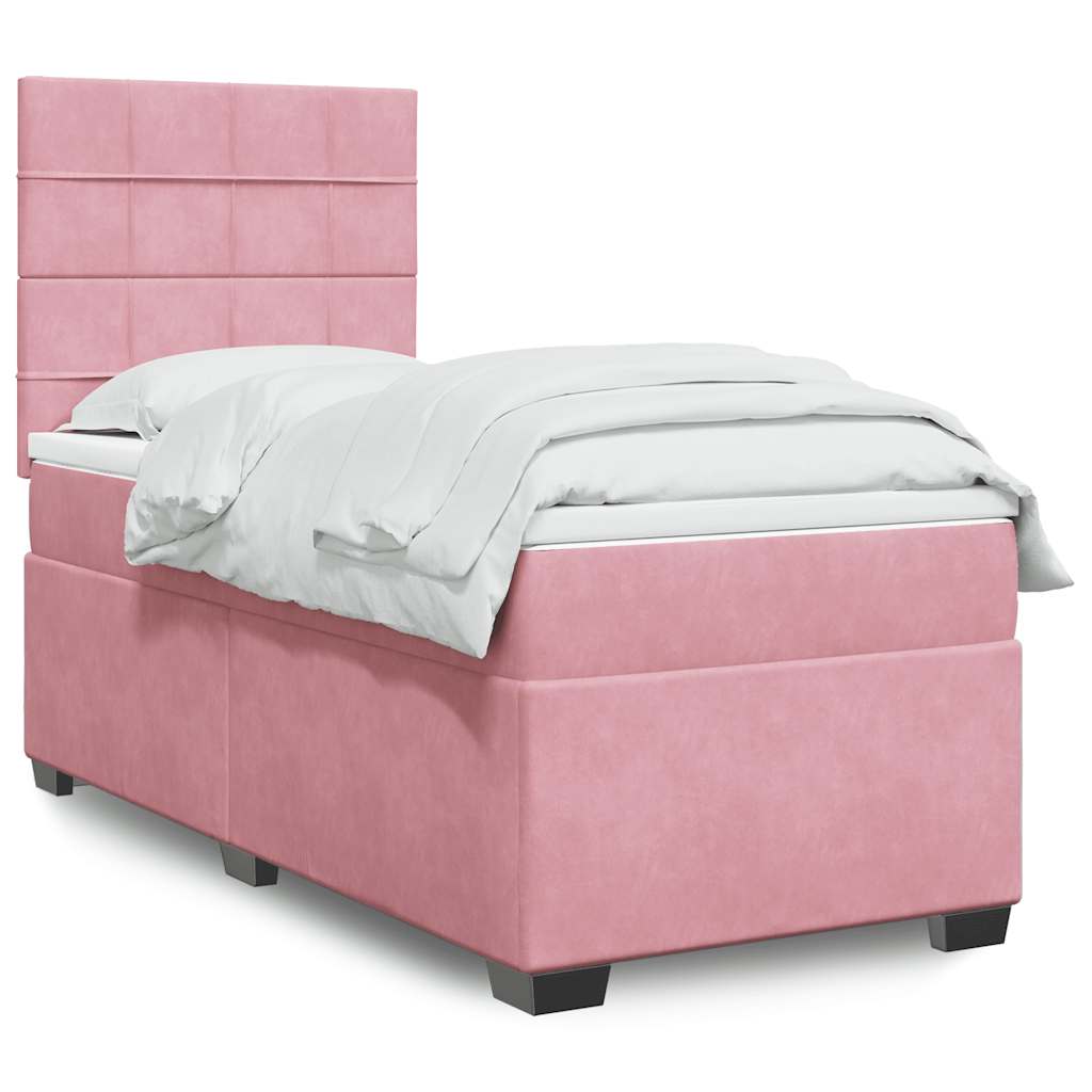 Boxspring met matras fluweel roze 80x200 cm is nu te koop bij PeponiXL, paradijselijk wonen!