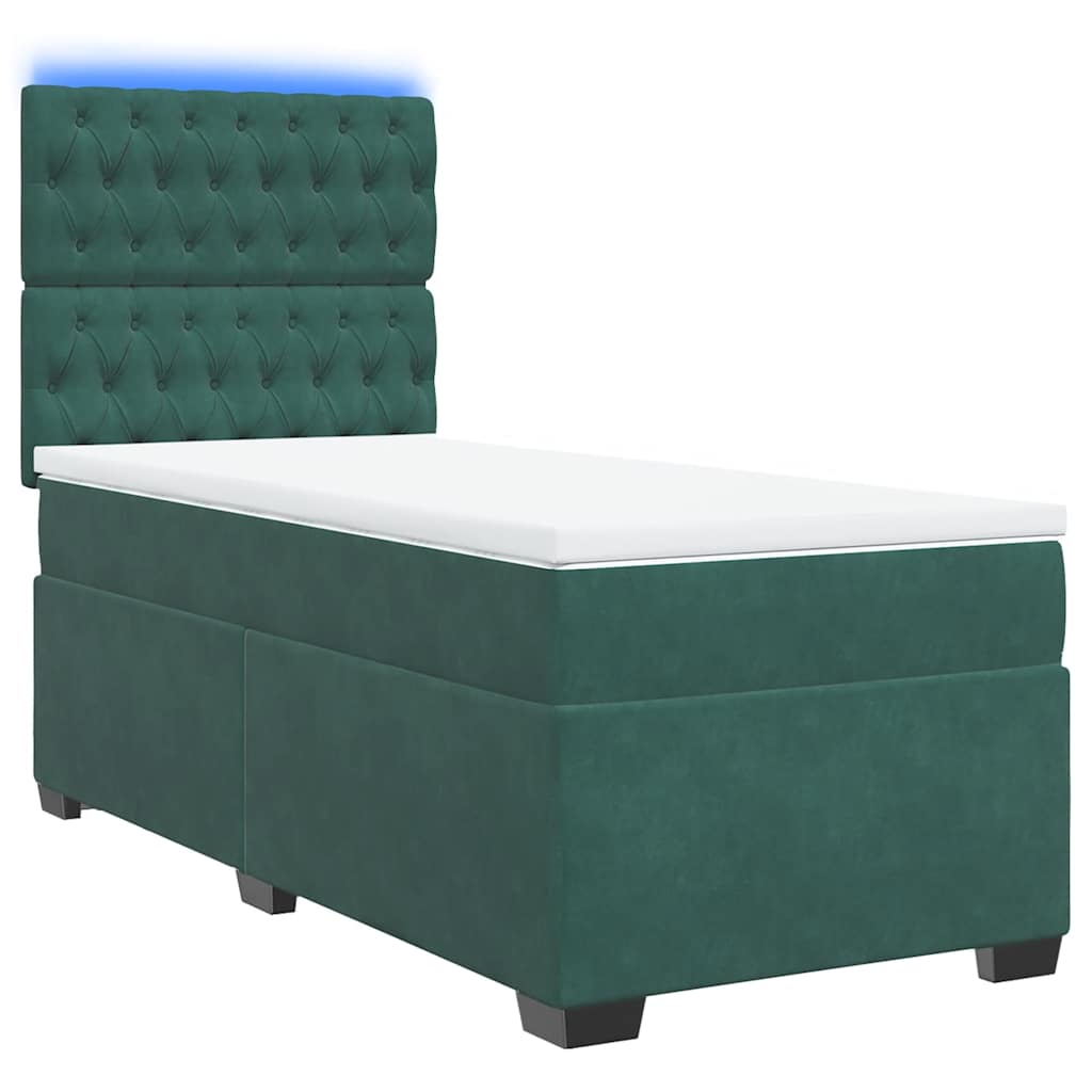 Boxspring met matras fluweel donkergroen 80x200 cm is nu te koop bij PeponiXL, paradijselijk wonen!