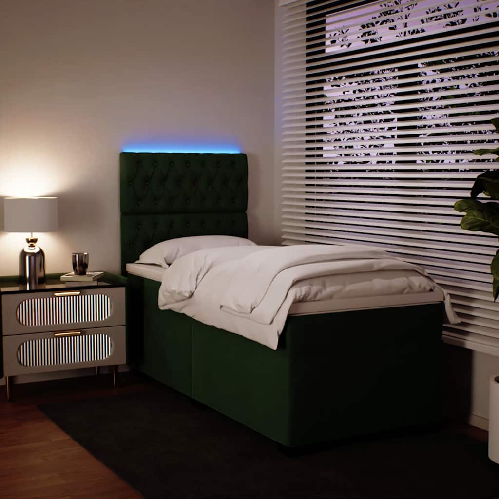 Boxspring met matras fluweel donkergroen 80x200 cm is nu te koop bij PeponiXL, paradijselijk wonen!