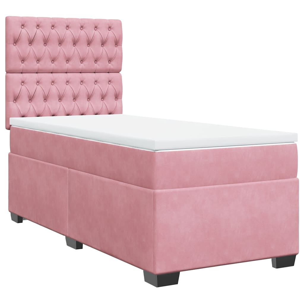 Boxspring met matras fluweel roze 80x200 cm is nu te koop bij PeponiXL, paradijselijk wonen!