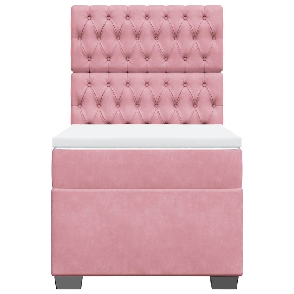 Boxspring met matras fluweel roze 80x200 cm is nu te koop bij PeponiXL, paradijselijk wonen!