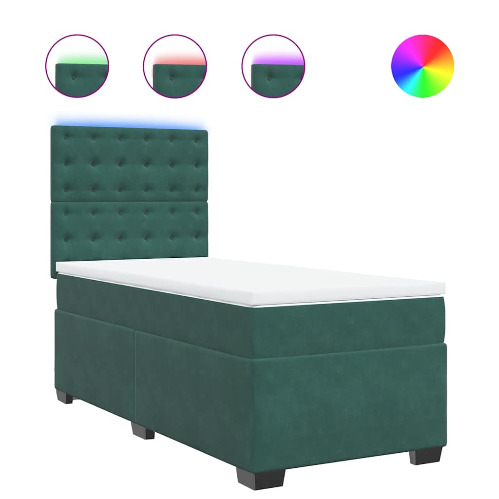 Boxspring met matras fluweel donkergroen 80x200 cm is nu te koop bij PeponiXL, paradijselijk wonen!