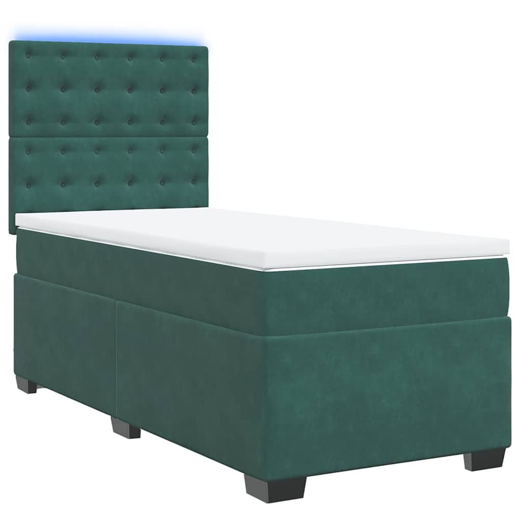 Boxspring met matras fluweel donkergroen 80x200 cm is nu te koop bij PeponiXL, paradijselijk wonen!