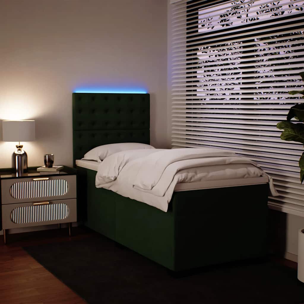 Boxspring met matras fluweel donkergroen 80x200 cm is nu te koop bij PeponiXL, paradijselijk wonen!