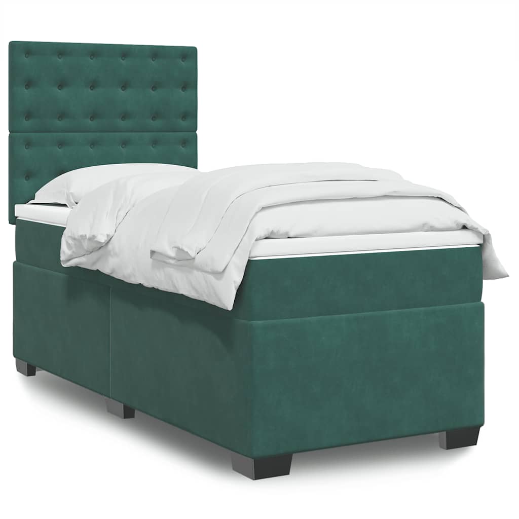 Boxspring met matras fluweel donkergroen 80x200 cm is nu te koop bij PeponiXL, paradijselijk wonen!