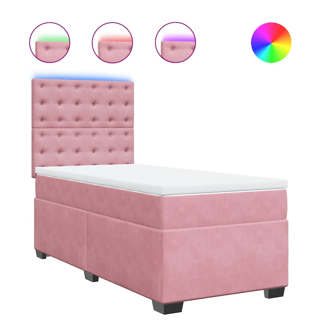 Boxspring met matras fluweel roze 80x200 cm is nu te koop bij PeponiXL, paradijselijk wonen!
