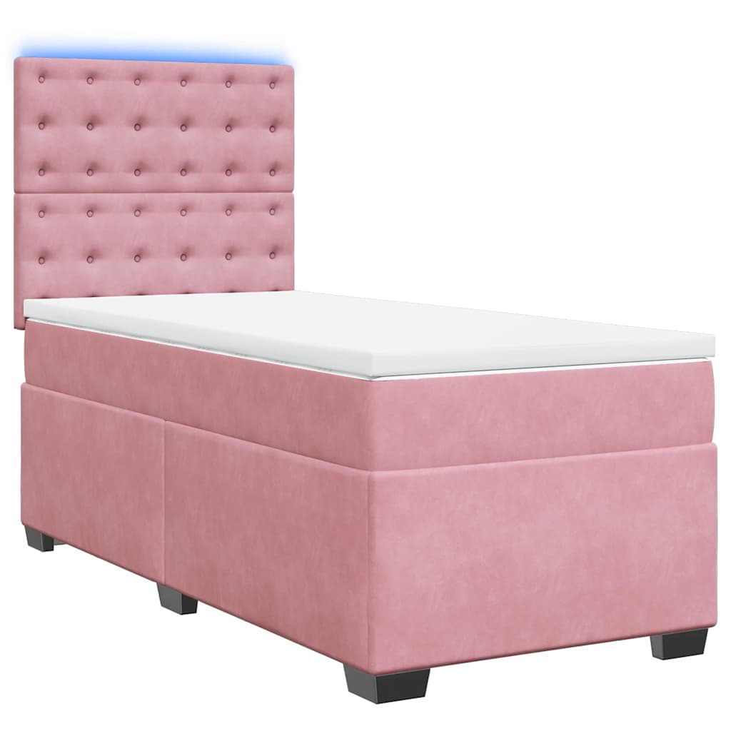 Boxspring met matras fluweel roze 80x200 cm is nu te koop bij PeponiXL, paradijselijk wonen!