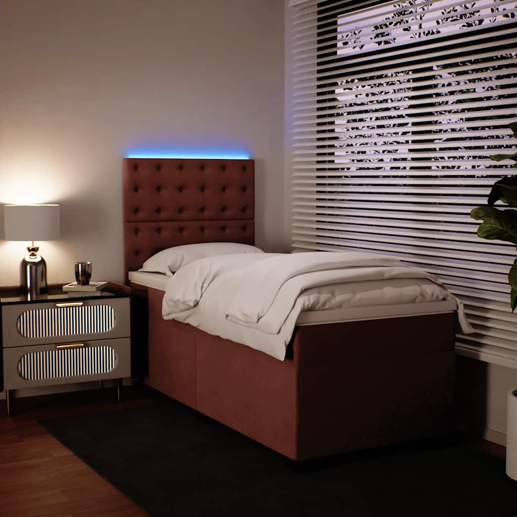Boxspring met matras fluweel roze 80x200 cm is nu te koop bij PeponiXL, paradijselijk wonen!