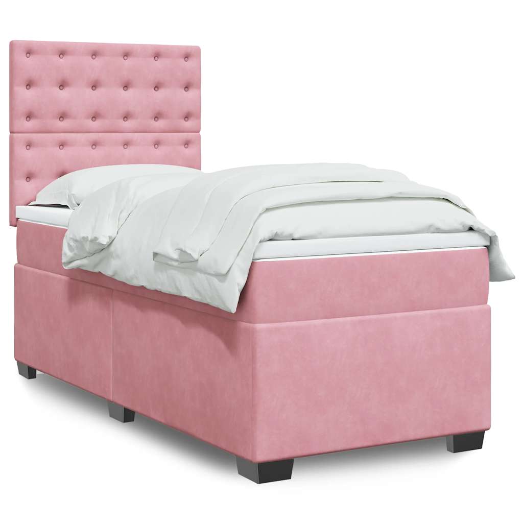 Boxspring met matras fluweel roze 80x200 cm is nu te koop bij PeponiXL, paradijselijk wonen!