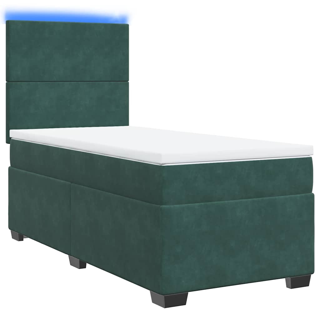 Boxspring met matras fluweel donkergroen 90x190 cm is nu te koop bij PeponiXL, paradijselijk wonen!