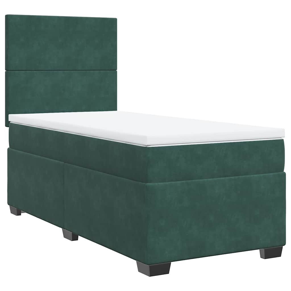 Boxspring met matras fluweel donkergroen 90x190 cm is nu te koop bij PeponiXL, paradijselijk wonen!