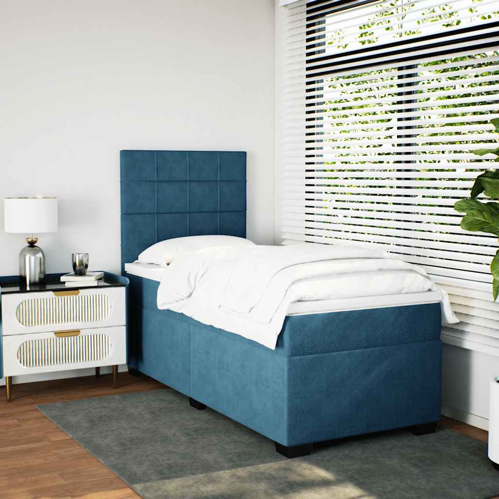 Boxspring met matras fluweel blauw 90x190 cm is nu te koop bij PeponiXL, paradijselijk wonen!